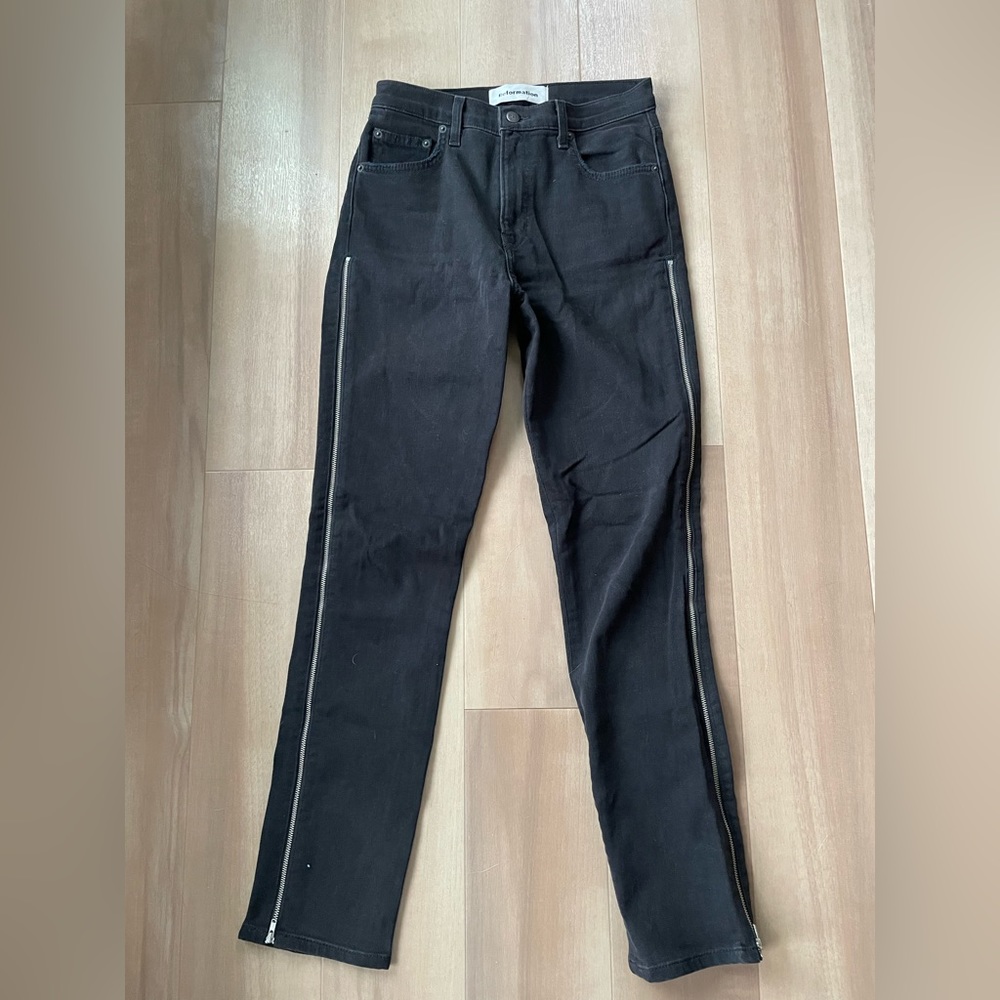 Reformation High Rise Side Zipper Black Jeans Women’s Size 26